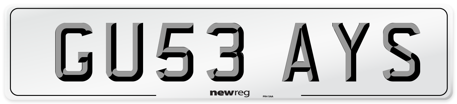 GU53 AYS Number Plate from New Reg